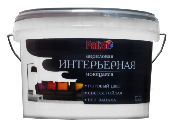Краска PALIZH акриловая интерьерная моющаяся №315 пломбир 3,7 кг; 11605606