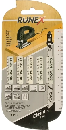 Набор пилок по дереву 100 х 75 мм чистый распил 5шт. Runex PROFI WOOD CLEAN-3,  555102/Т101D; 11612417