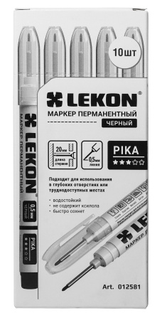 Маркер перманентный 0,5мм удлиненный наконечник черный LEKON Pika 012581; 11614371