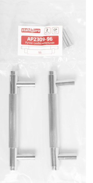 Мебельная ручка-кнопка хром (2 штуки) StahlBuro АР2309-96СР/16777; 11614948