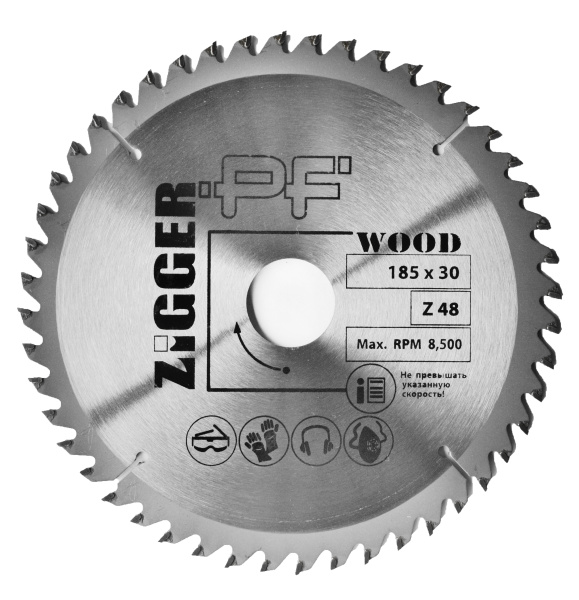 Диск пильный по дереву ZIGGER PF D185*d30*Z48; 56328