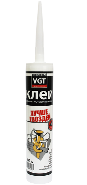 Клей VGT ремонтно-монтажный прозрачный (0,3кг) картридж 11604900