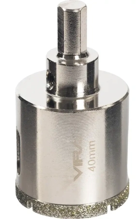 Коронка алмазная по керамике 40 мм трехгранный хвостовик VIRA 559516; УТ-00000214