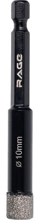 Коронка алмазная по керамограниту 10мм с шестигранным хвостовиком RAGE 559533; УТ-00000239