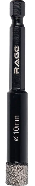 Коронка алмазная по керамограниту 10мм с шестигранным хвостовиком RAGE 559533; УТ-00000239
