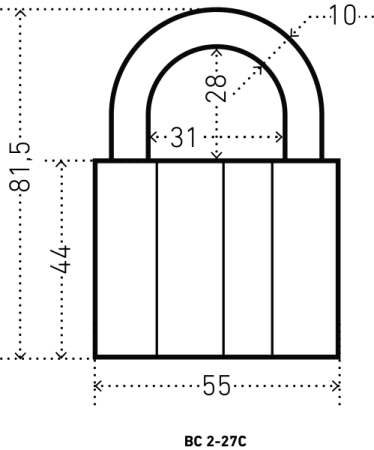 Замок навесной d-10мм, 3 ключа АЛЛЮР ВС2-27С; 11614690