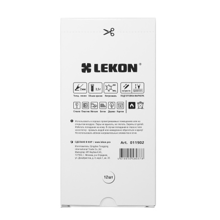 Маркер с нитроэмалью 2мм белый LEKON Standart 011902; 11614380