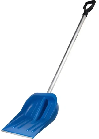 Лопата снеговая пластиковая 470х406мм, алюм. черенок, планка, V-образная ручка синяя MAXIM; 11615161