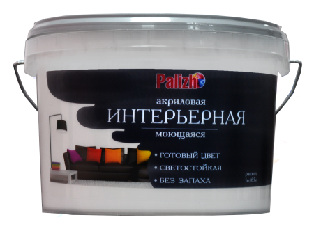 Краска PALIZH акриловая интерьерная моющаяся №302 миндаль  3,7 кг; 11605593