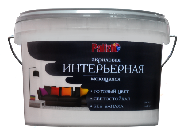 Краска PALIZH акриловая интерьерная моющаяся №302 миндаль  3,7 кг; 11605593